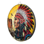 Cible De Fléchettes Chef amérindien sur paysage sauvage coucher de sol (Devant droit)