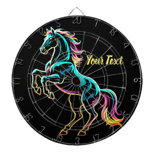 Cible De Fléchettes Cheval Lumière Néon Effet de Glitch Style Rétro