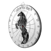 Cible De Fléchettes Cheval sauvage noir dressé - Dessin noir et blanc (Devant droit)