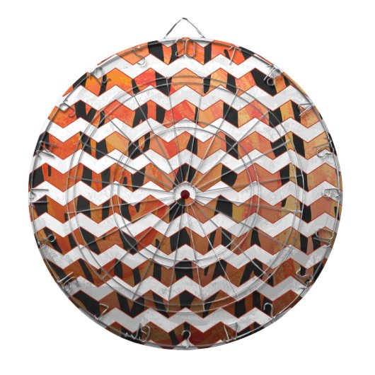 Cible De Fléchettes Chevron Tiger chaud orange et noir (Devant)