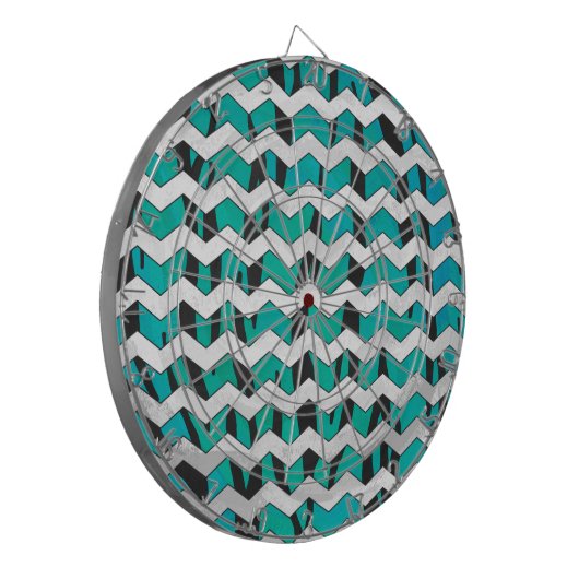 Cible De Fléchettes Chevron Tiger noir et Turquoise (Devant gauche)