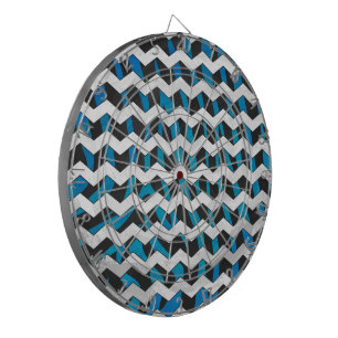 Cible De Fléchettes Chevron Zèbre Noir et Bleu