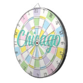 Cible De Fléchettes Chicago Aquamarine Text on White And Pastel Colors (Devant droit)