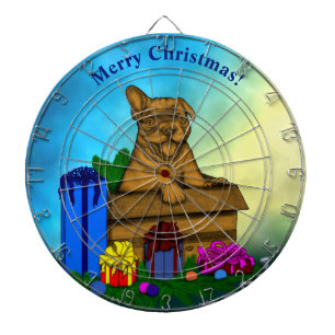 Cible De Fléchettes Chiot dans une boîte, Joyeux Noël