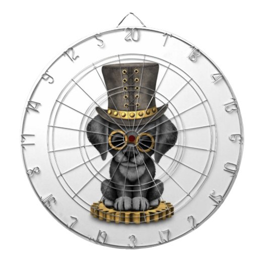 Cible De Fléchettes Chiot noir mignon de laboratoire de Steampunk, (Devant)