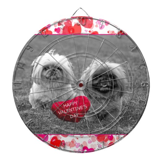 Cible De Fléchettes Chiots Pekingese souhaitant Heureuse Sainte-Valent (Devant)