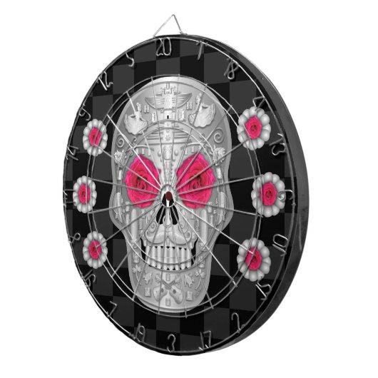 Cible de flechettes Chrome Calavera (Rose rose) (Devant droit)