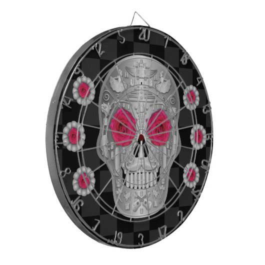 Cible de flechettes Chrome Calavera (Rose rose) (Devant gauche)