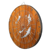 Cible De Fléchettes Chrome style Diver with Sharks on Teak Veneer (Devant droit)