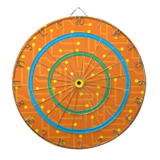 Cible De Fléchettes Circuit Board Orange Jaune Jeu Darboard moderne (Devant)