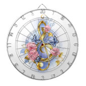 Cible De Fléchettes Clé de sol avec roses roses (Devant)