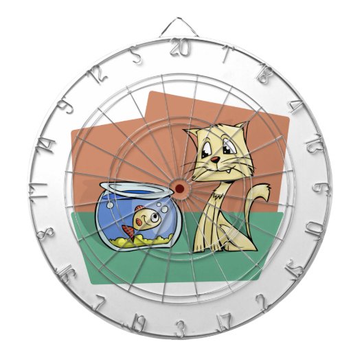 Cible De Fléchettes Clipart de chat et de poisson (Devant)