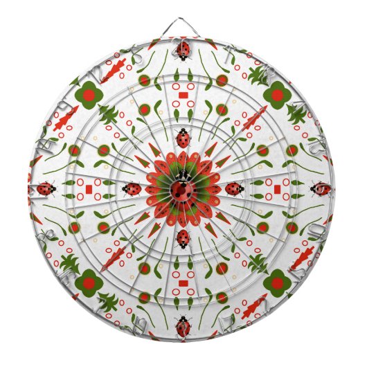 Cible De Fléchettes Coccinelle de Noël Rouge Blanc Vert (Devant)