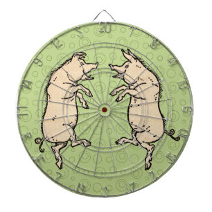 Cible De Fléchettes Cochons dansants antiques : Joyeuse danse de petit