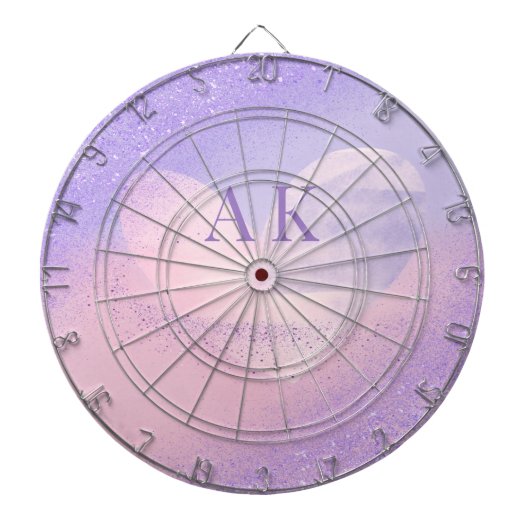 Cible De Fléchettes Cœur dégradé violet rose Monogramme (Devant)