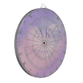 Cible De Fléchettes Cœur dégradé violet rose Monogramme (Devant gauche)