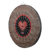 Cible De Fléchettes Cœur Monogramme Nom Bois Rustique Rouge Paillettes (Devant droit)