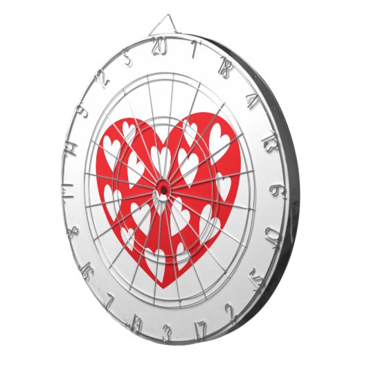 Cible De Fléchettes Coeurs rouges avec petits coeurs (Devant droit)