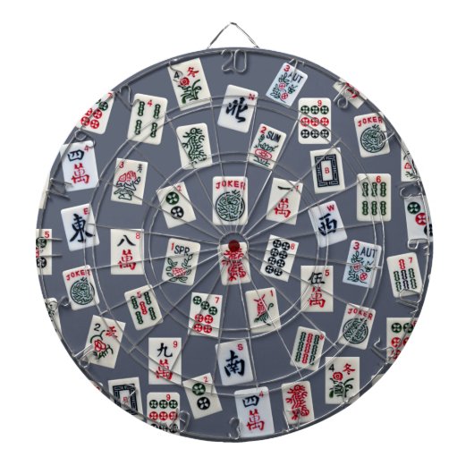 Cible De Fléchettes conception de tuiles MahJongg sur fond bleu foncé (Devant)
