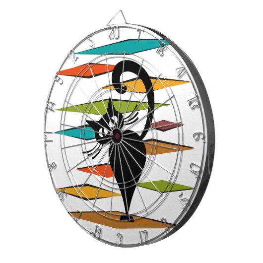 Cible De Fléchettes Conception du chat noir du milieu du siècle (Devant droit)