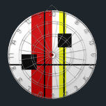 Cible De Fléchettes Conception géométrique<br><div class="desc">Art moderne design géométrique abstrait avec lignes noires, rouges, jaunes et carrés noirs sur arrière - plan blanc</div>
