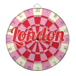 Cible De Fléchettes Conception rose et rouge de Londres, texte modifia