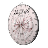 Cible De Fléchettes Coquette esthétique arc rose Nom personnalisé (Devant droit)