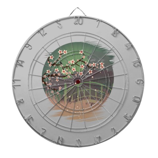 Cible De Fléchettes Coucher du soleil sur la fleur (Devant)