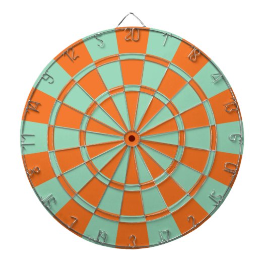 Cible De Fléchettes Couleur Orange Mandarine Et Vert Menthe (Devant)