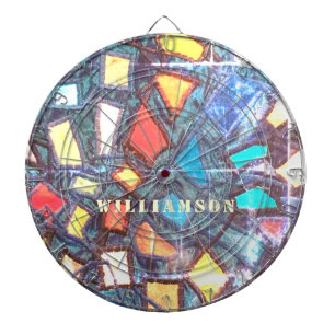 Cible De Fléchettes Couleur Personnalisée Aspect Verre Bleu Cathédrale
