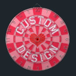 Cible De Fléchettes Couleur rouge rubis et rose, Coeur rouge avec text<br><div class="desc">Ruby arrière - plan couleur rouge et rose,  Red Heart Design et White Text Dartboard - Personnalisez le texte personnalisé en haut et en bas à votre goût!</div>