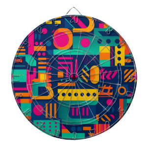 Cible De Fléchettes Couleurs néon abstraites et formes géométriques bo