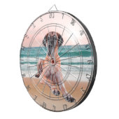 Cible De Fléchettes Coutume Grand Chien Danse assis sur la plage (Devant droit)