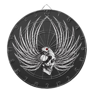 Cible De Fléchettes Crâne à Mâchoires avec Ailes