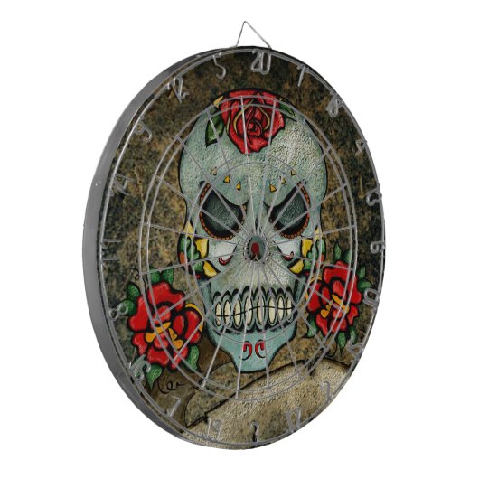 Cible De Fléchettes Crâne à sucre de fleurs (Devant gauche)