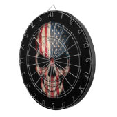 Cible De Fléchettes Crâne de drapeau américain sur le noir (Devant droit)