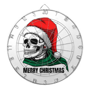 Cible De Fléchettes Crâne de Noël gothique avec chapeau de Père Noël –