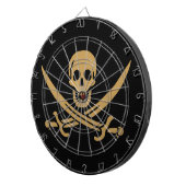 Cible De Fléchettes Crâne et Cutlass d'or aztèque Pirate Calico Jack (Devant droit)