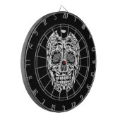 Cible De Fléchettes Crâne noir et blanc de sucre avec les yeux roses (Devant gauche)