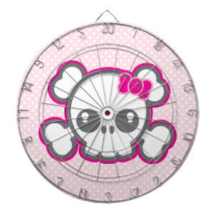 Cible de flechettes crâne rose Kawaii
