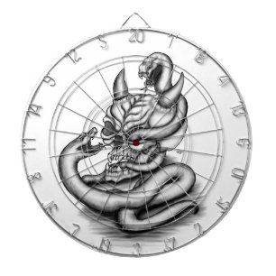 Cible De Fléchettes Crâne - Tête diabolique avec serpent