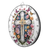 Cible De Fléchettes Croix de Foi Florale (Devant droit)