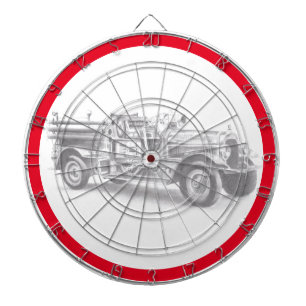 Cible De Fléchettes croquis au crayon de vieux camion de pompiers dess