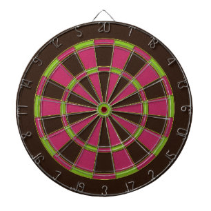 Cible De Fléchettes Cuir Rose Vintage Rustique, Vert Citron et Marron