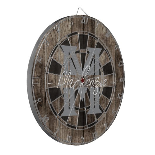 Cible De Fléchettes Custom Family Name Monogram Dart Board (Devant gauche)