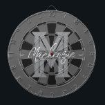 Cible De Fléchettes Custom Family Name Monogram Gray<br><div class="desc">Gray background with monogram and family name in center of the board. Other colors available in the shop.</div>