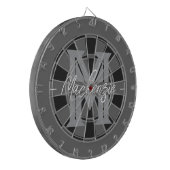 Cible De Fléchettes Custom Family Name Monogram Gray (Devant gauche)