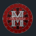 Cible De Fléchettes Custom Family Name Monogram Gray<br><div class="desc">Gray background with monogram and family name in center of the board. Other colors available in the shop.</div>