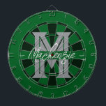 Cible De Fléchettes Custom Family Name Monogram Gray<br><div class="desc">Gray background with monogram and family name in center of the board. Other colors available in the shop.</div>