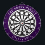 Cible De Fléchettes Custom Family Name Personalized Dartboards<br><div class="desc">A dartboard is a popular recreational and competitive game that provides hours of fun for players of all ages and skill levels. Typically made from sisal fibers, cork, or electronic components, dartboards are designed to withstand the impact of darts while offering precise scoring zones. Standard dartboards feature a circular design...</div>